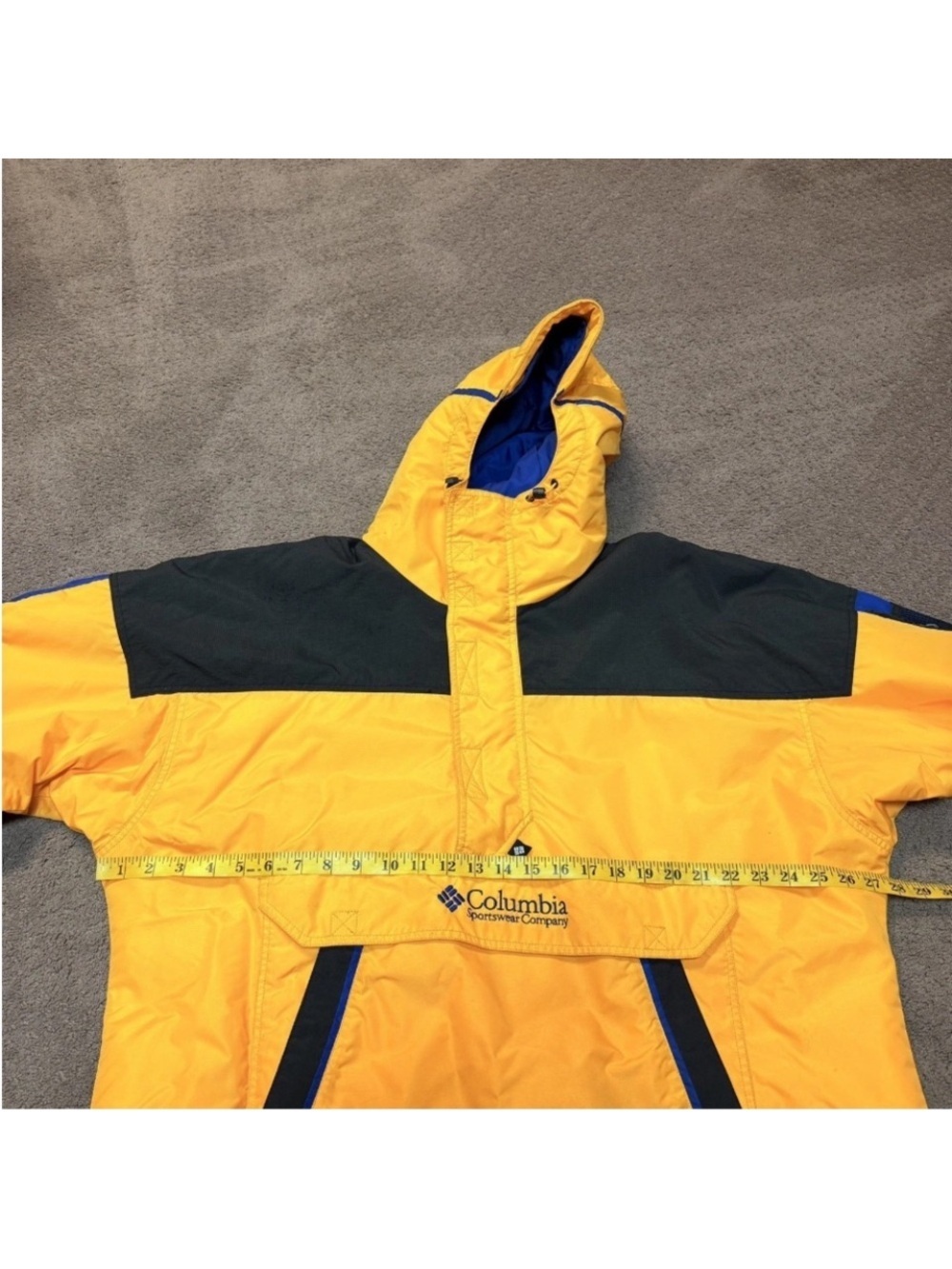 Columbia Padded Anorak Parka Puffer Jacket Men's XL vintage 2000 black yellow - Picture 3 of 12